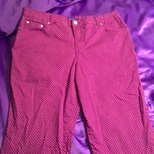 Purple polka dot capris